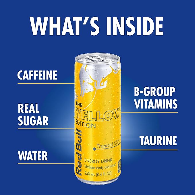 Red Bull Energy Drink Variety Pack Red Edition Amber Edition and Yellow Edition Energy Drinks 8.4 Fl Oz 24 Cans