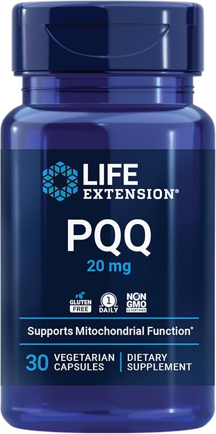 Life Extension PQQ pyrroloquinoline Quinone 20 mg Promotes The Growth of New Mitochondria Gluten-Free Non-GMO Vegetarian 1 Daily 30 Capsules