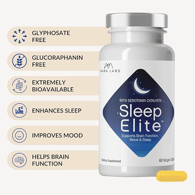 Mara Labs SleepElite | Supports Brain Function Mood and Sleep | with Serotonin Catalysts | 30 Servings