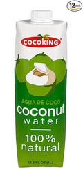 Cocoking Coconut Water 100% Natural Non-GMO Verified No Added Sugar 33.8 FL OZ (1L) Pack of 12
