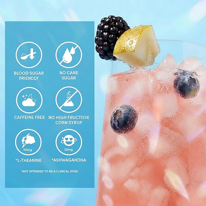 PERFY Caffeine Free Dr. Perfy Soda | Made With Real Fruit Juice - Low Sugar Nootropic Drink with L-Theanine + Ashwagandha | Calming Adaptogen Mocktail | Keto + GLP-1 Friendly | Sweetened with Stevia &