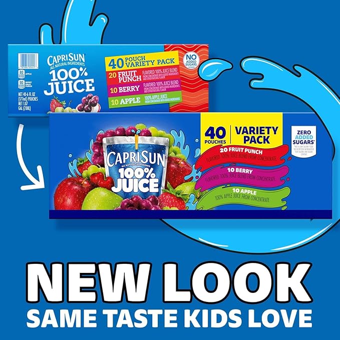 100% Juice Variety Pack 6 fl. oz. Pouches 40 pk. - Premium Refreshing Juice Drink - Variety Pack - Pantry Essential