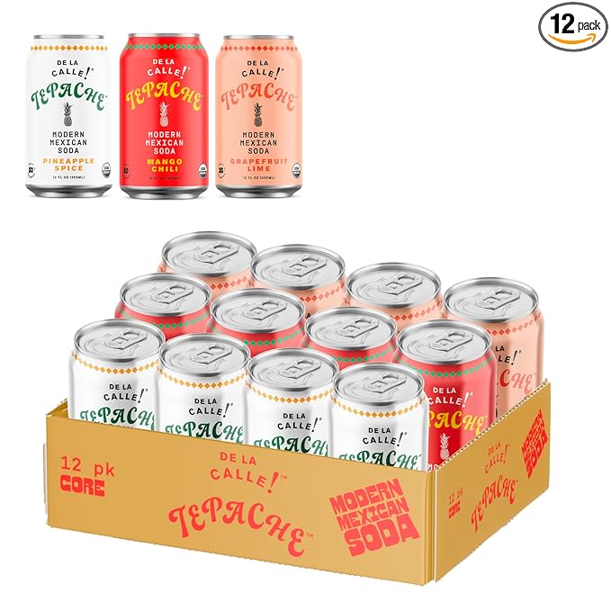 De La Calle Tepache - Naturally Fermented Pineapple Beverage Antioxidant Rich Certified Organic Fermented Low Sugar (Core Variety Pack) - Sparkling Juice - 12-Pack