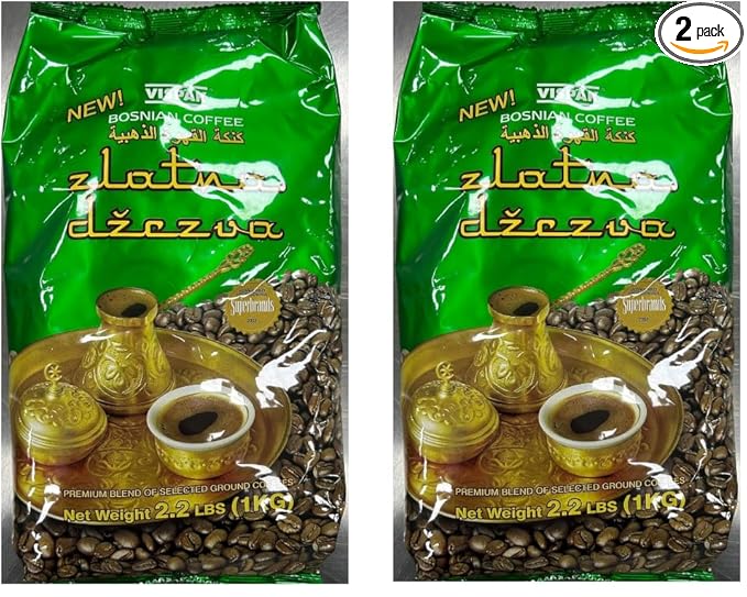 Vispak Zlatna Dzezva Ground Coffee 2.2lb - Pack of 2 (Total 2000g)