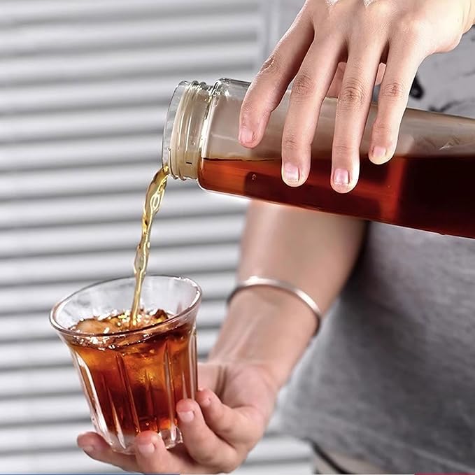 Agatige Portable Cold Brew Bottle Creamy White Transparent Easy to Clean Iced Coffee Maker Bottle for Home School Office