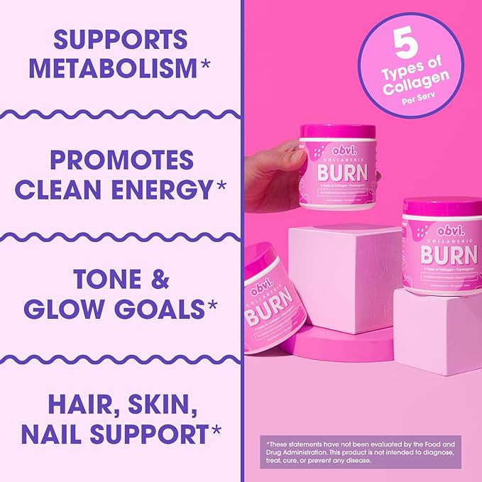 Obvi Collagenic Burn Day &amp Night Bundle | Collagen Green Tea Ashwagandha GABA &amp Melatonin | 24-Hour Collagen Support