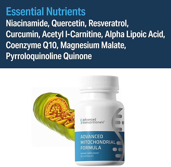 Advanced Bionutritionals – Advanced Mitochondrial Formula Support Supplement Healthy Aging Repair Energy Optimizer with CoQ10 PQQ Alpha Lipoic Acid Gluten Free Vegan Non GMO (60 Tablets)