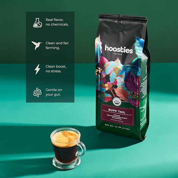Hoasties Coffee Green Crown - USDA Organic Medium Roast Whole Bean Coffee 100% Colombian Arabica Pesticide &amp Chemical-Free 16 oz