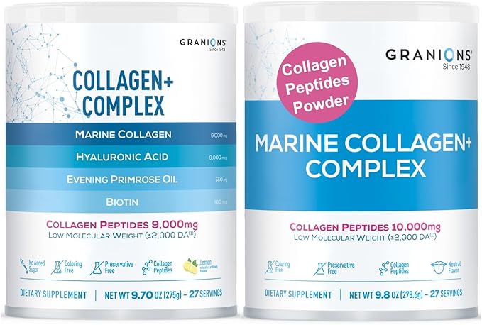Marine Collagen Powder unflavored and Marine Collagen Lemon Powder Enhanced Collagen Bundle