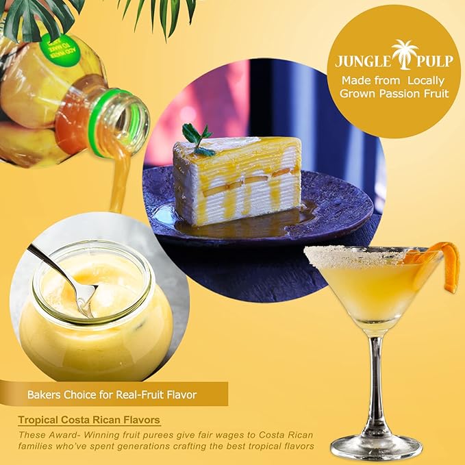Jungle Pulp Passion Fruit Puree and Mango Puree Mix and Blend For Cocktails Desserts Margaritas Ice Tea and Ice Cream 2 x Bundle (33.8 Each)