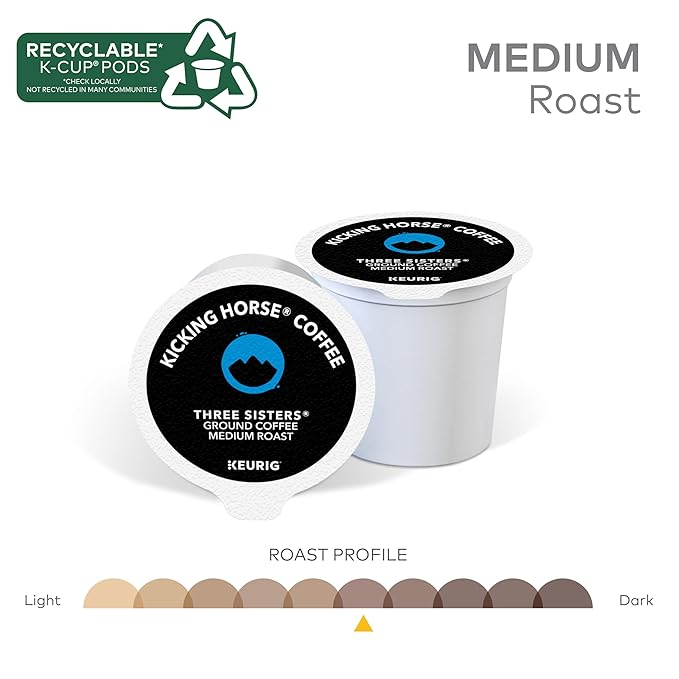 Kicking Horse Coffee Three Sisters Single Serve Keurig K-Cup Pods Medium Roast Coffee 60-Count Box