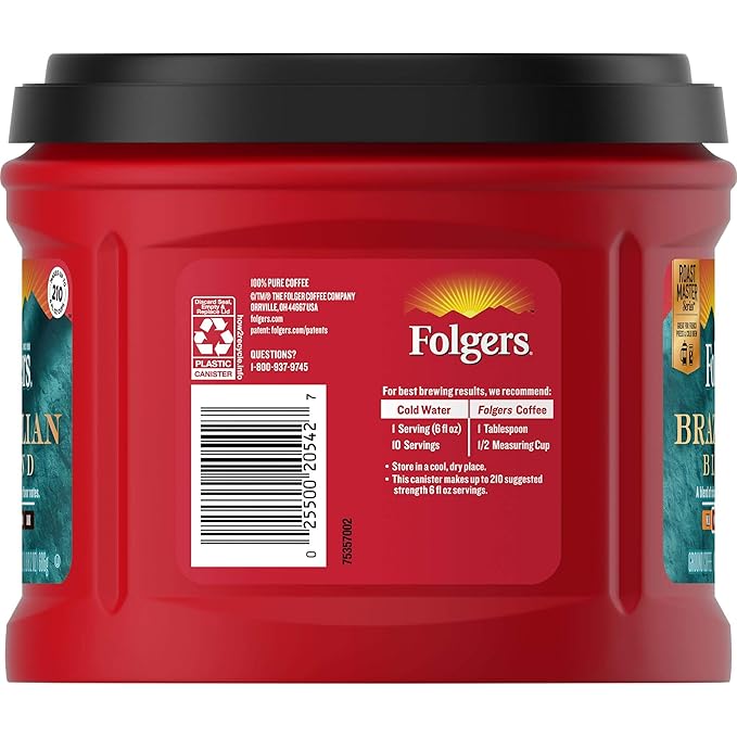 Folgers Brazilian Blend Medium Roast Ground Coffee 24.2 Ounces