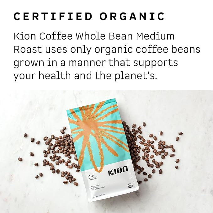Kion Organic Whole Bean Coffee Tested for Toxins Ethically Sourced Rich Bold and Smooth Medium Roast 12 Oz (3 Pack)