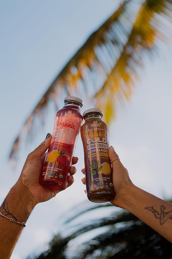 ALLWELLO Organic Cold Pressed Lemonade Gluten Free Non-GMO No Preservatives No Sugar Added (Half Iced Tea Half Lemonade Blend 6 Pack)