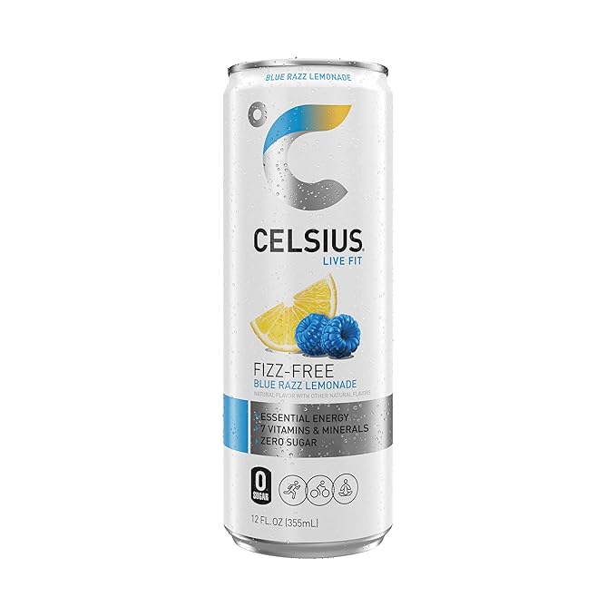 CELSIUS Fizz Free Blue Razz Lemonade Sugar Free Energy Drink 12 Fl Oz (Pack of 12)