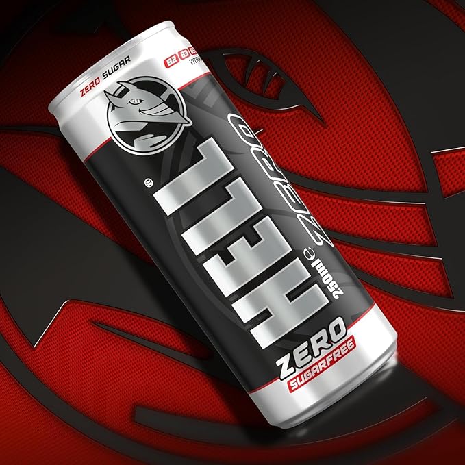 HELL ZERO Energy Drink | 32 mg/100 ml Caffeine | Vitamins B3 B5 B6 B12 | No Preservatives | Environmentally Friendly Packaging | 24 x 250ml | Compatible with HELL Energy