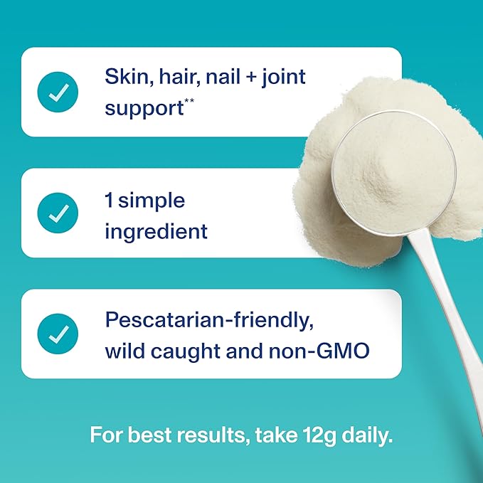 Vital Proteins Marine Collagen Peptides Powder Supplement for Skin Hair Nail Joint - Hydrolyzed Collagen - 12g per Serving - 7.8 oz Canister