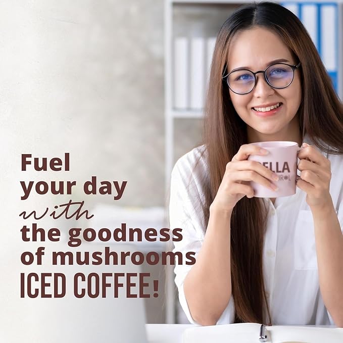 Bella all Natural Instant Mushroom Coffee – Organic Instant Coffee with Lion’s Mane &amp Chaga 30 Servings | Healthy for Focus Brain Support &amp Immunity | Mushroom Coffee Powder