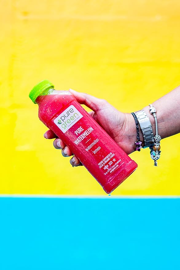 Pure Green Cold Pressed Juice - Pure Watermelon - Fresh Functional Blend with Watermelon and Lemon - Natural Gluten Free Non-GMO No Artificial Colors or Flavors - Made from Real Fruits &amp Veggie