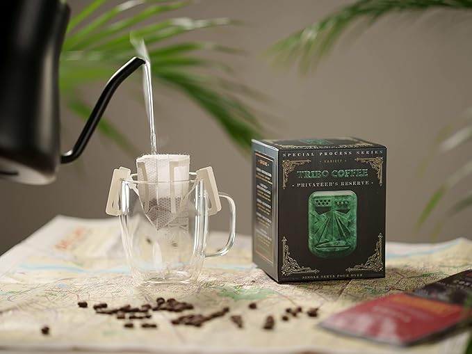 Tribo Coffee Single-Serve Portable Pour Over Drip Coffee | The Privateer Classic Bundle | 15-servings