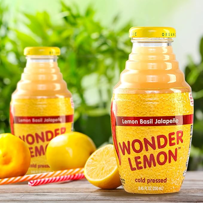 Wonder Lemon Organic Lemon Basil Jalapeno Cold Pressed Juice 8.45oz (6 Pack)