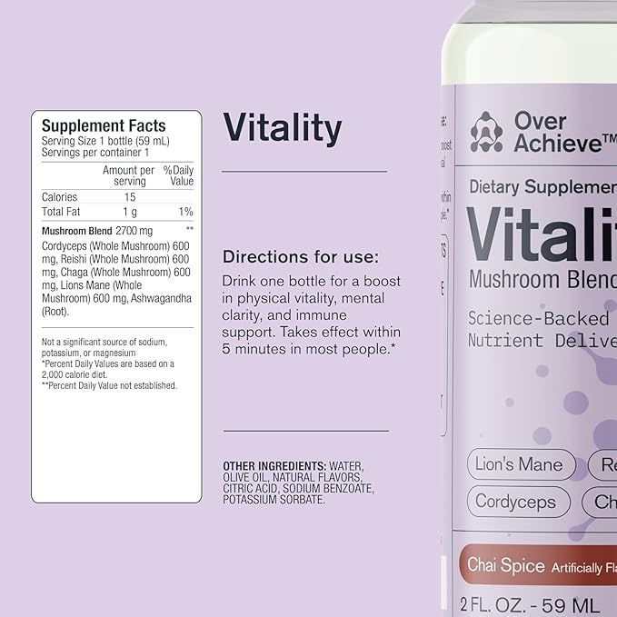 Supplement Variety Pack with Advanced Nanoscience Technology 72 Pack Stress Calming Relax Drink Sleep Aid Drink Mushroom Supplement Drink 2 oz Shot
