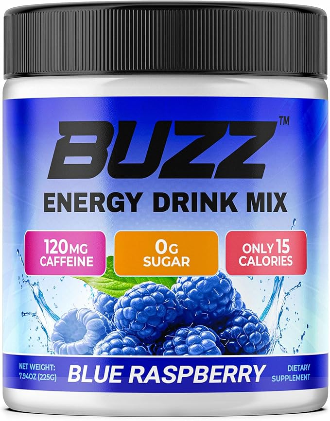 Morning Buzz Energy Drink Powder - Energy Boost Drink Mix - Sugar-Free Energy with Antioxidants - Morning Kickstart and Sports Nutrition Endurance Product - 30 Servings Blue Raspberry 8 Ounces