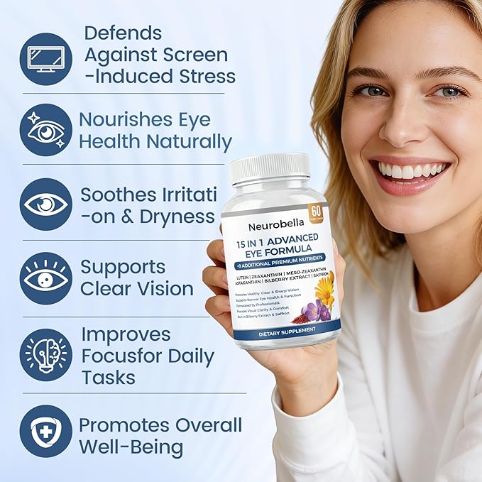 Neurobella Eye Formula Neurobella 15 in 1 Advanced Eye Formula with All 3 Carotenoids Lutein &amp Zeaxanthin Saffron &amp Bilberry Extract