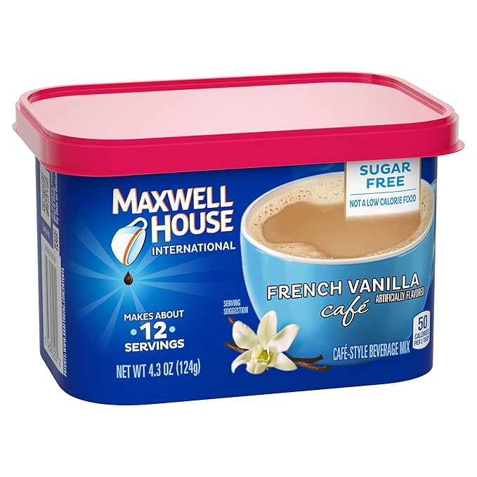 Maxwell House International Sugar-Free French Vanilla Instant Coffee Beverage Mix 4.3 oz. (Pack of 4)