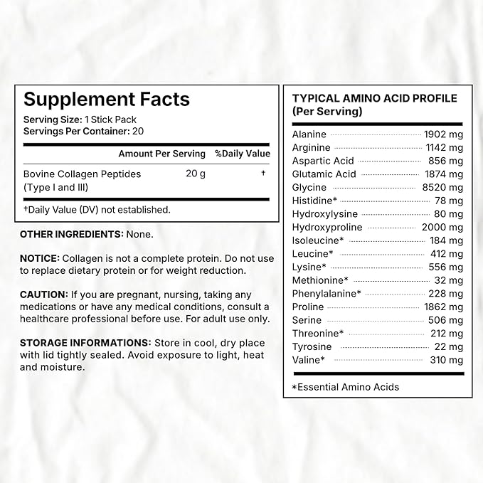 Collagen PeptidesHydrolyzed Collagen Peptides I III Skin Nails Bone and Joint Health Unscented for Men and Women 14.11 Oz