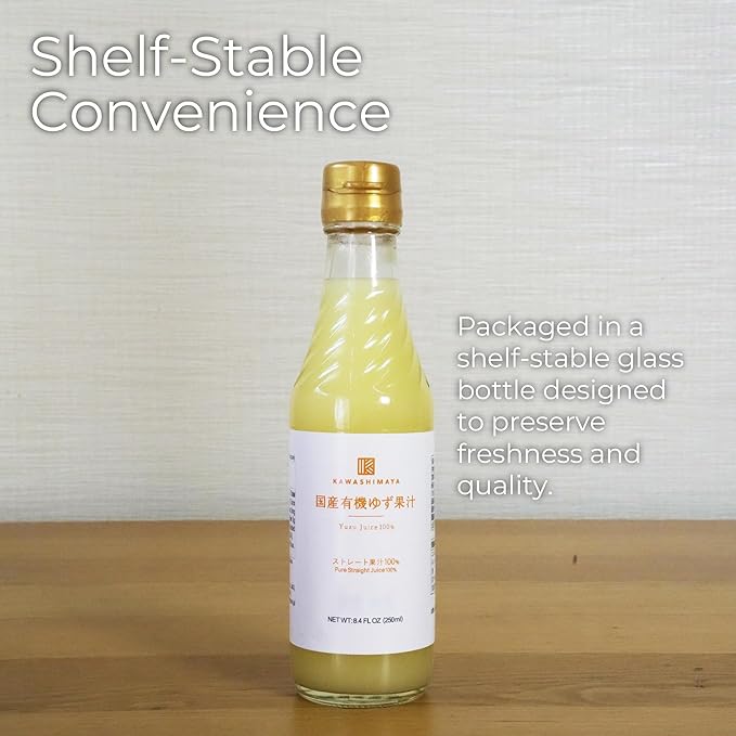 Kawashimaya Organic Yuzu Juice 8.4 fl oz (250ml) - Hand-Squeezed 100% Kito Yuzu Citrus Essence No Additives or Preservatives Made in Japan