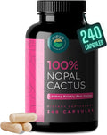 Nopal Cactus Capsules 1500mg- Organic Sun-Dried Prickly Pear Cactus Powder &amp Black Pepper Extract for Absorption- Natural Prickly Pear Super Supplement- Fiber Vitamins and Minerals 240 Capsules