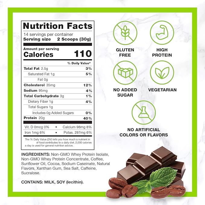 Chike Mocha Mint High Protein Iced Coffee 20 G Protein 2 Shots Espresso 1 G Sugar Keto Friendly and Gluten Free 14 Servings (14.8 Ounce)