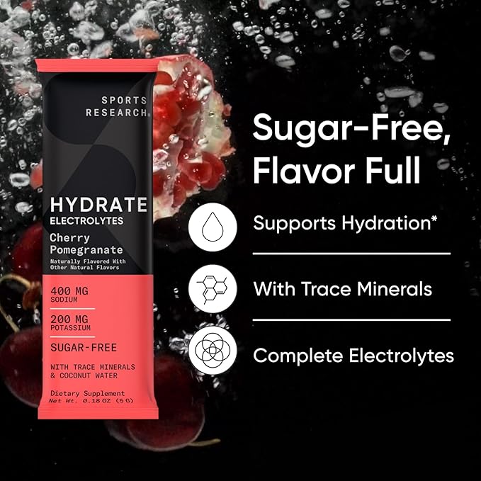 Sports Research Organic Collagen Peptides (Unflavored - 30 Servings) Hydrate Electrolytes Powder Packets (Variety Pack - 16 Servings) and Whey Protein Isolate (Vanilla Flavor - 26 Servings)
