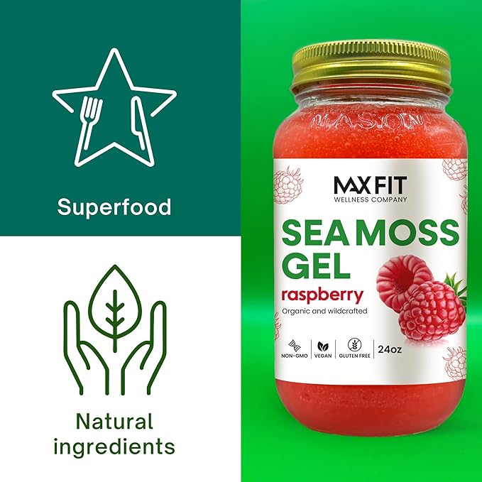 Sea Moss Gel Raw (12 Flavors) 24oz Wildсrafted Gold Sea Moss Gel from Saint Lucia | 92 Vitamins and Minerals | Pure Raw+Non-GMO | Vegan Superfood