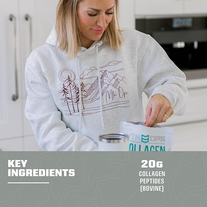 MTN OPS Collagen Peptide Protein Powder by Eva Shockey's Signature Series 20g Unflavored Bovine Collagen Peptide Protein per Serving Zero Sugar Paleo Friendly 30 Servings 21.2 Ounce