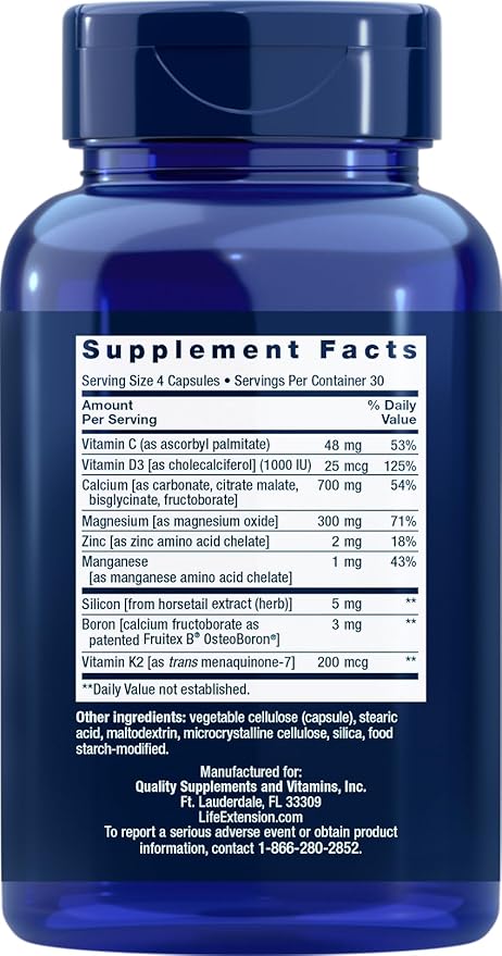 Life Extension Bone Restore Calcium Supplement with Vitamin K2 120 Capsules (Pack of 2)