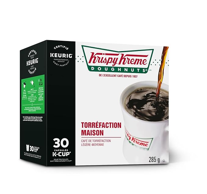 Krispy Kreme Doughnuts Smooth House Roast Single Serve Keurig Certified Recyclable K-Cup pods for Keurig brewers 30 Count'