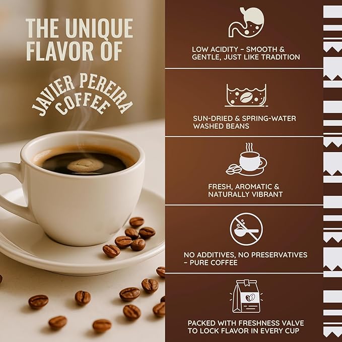 Javier Pereira Coffee Colombian Specialty Coffee Ground Sweet Boost – Medium Roast Arabica – Delicate Fruity Notes &amp Smooth Body – Certified Café de Colombia Single Origin – 17.6 oz