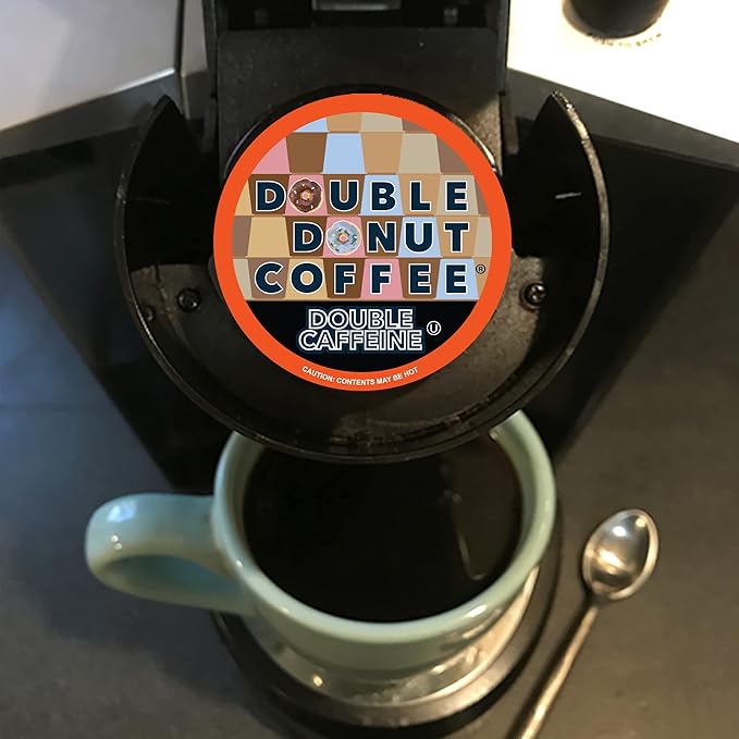 Double Caffeine Fresh Dark Roast Coffee for Keurig K Cup Brewer Machines from Double Donut 96 Capsules