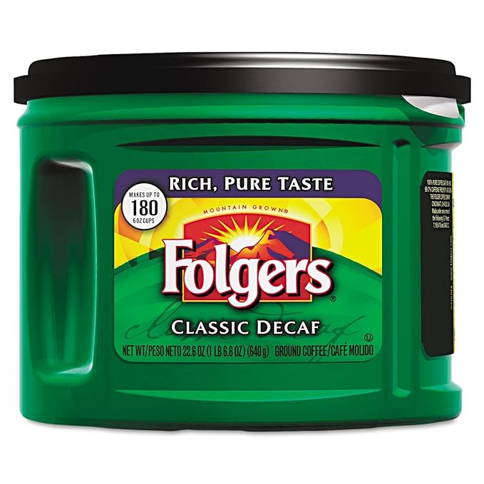 Folgers 00374EA Coffee Classic Roast Decaffeinated Ground 22 3/5oz Can