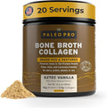 PaleoPro Bone Broth Collagen Protein Powder - Turmeric Root Grass-Fed Collagen Powder for Skin &amp Bones - Gluten Free No Sugar Soy Grains Net Carbs - Paleo Keto Friendly 20 Servings Aztec Vanil