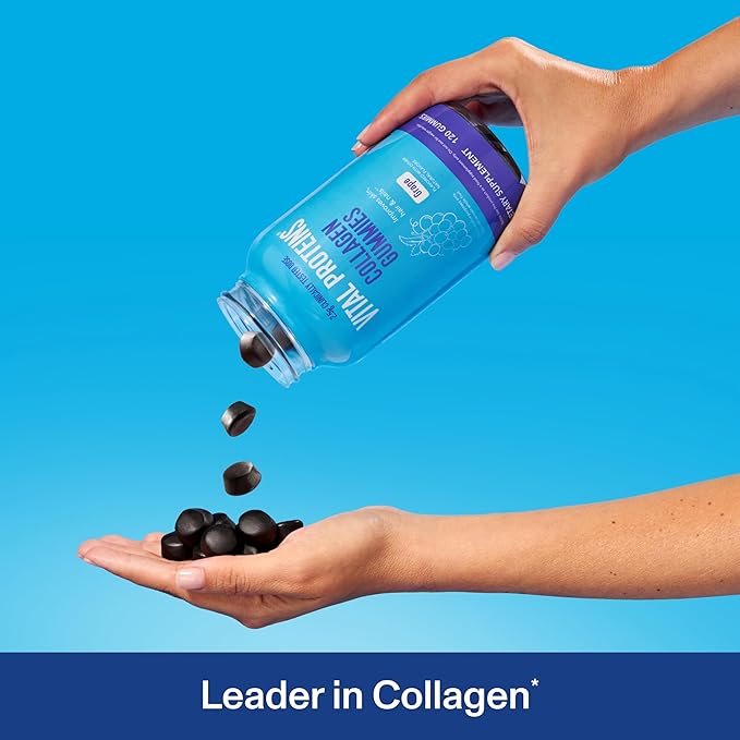 Vital Proteins Collagen Gummies 2.5g of Clinically-Tested Collagen for Hair Skin Nails &amp Wrinkles 120 ct Bottle Pack of 2 Grape Flavor