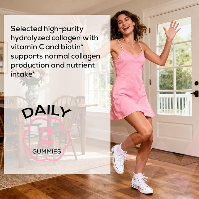 Wondermoon Women’s Collagen Gummies with Vitamin C Biotin &amp Zinc – Daily Nutritional Support – Hydrolyzed Collagen Peptides Peach Flavor Plant-Based 60 Gummies