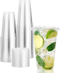 Vplus 160 Pack 20 OZ PET Clear Plastic Cups with Lids 20 OZ Crystal Cold Disposable Drinking Plastic Cups with Flat Lids Perfect for Ice Coffee Smoothie Juice