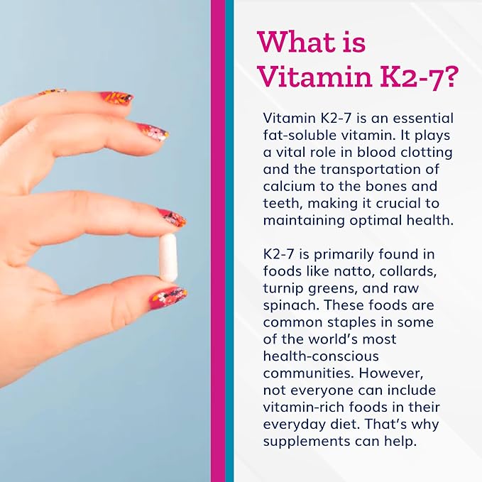 Just Thrive Vitamin K2-7 - Bone Brain and Heart Health K2 Vitamin Supplement 60 Capsules