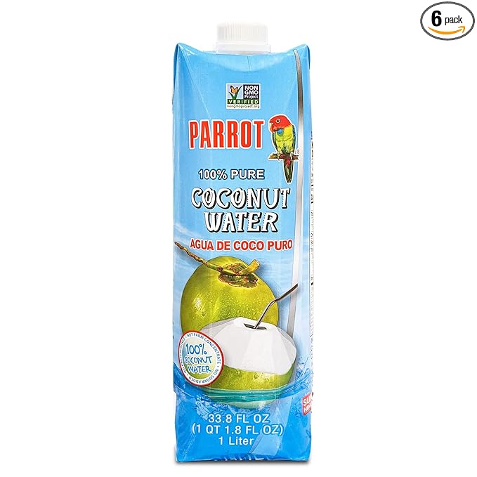 Parrot Brand 100% Pure Coconut Water 33.8 fl.oz.(Pack of 6)