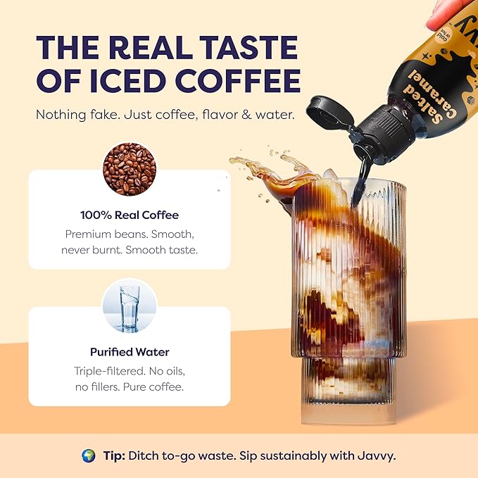 Coffee Concentrate - Limited Release Flavors - Cold Brew Coffee Perfect for Hot or Iced Instant Coffees Hot Drinks Cold Brew Concentrate 35 Servings - Salted Caramel