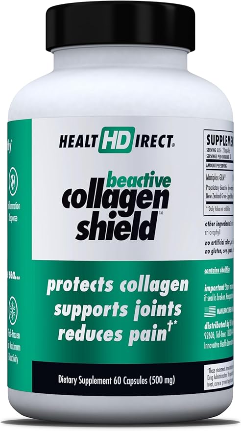 HEALTH DIRECT - BeActive Collagen Shield - 120 Capsules - Advanced Green-Lipped Mussel Supplement for Collagen Protection - Supports Skin Joints and Muscles
