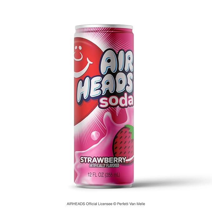 Airheads Soda – 12 Pack of 12oz Sleek Cans | Creamy Fruit Soda with Big Juicy Flavor | Dairy-Free Gluten-Free Kosher (Strawberry)